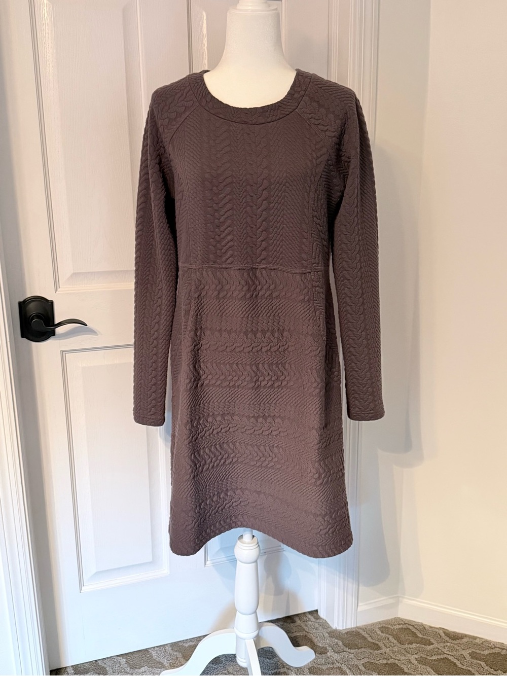 Prana Long-Sleeve Knit A-Line Dress in Smokey Lavender